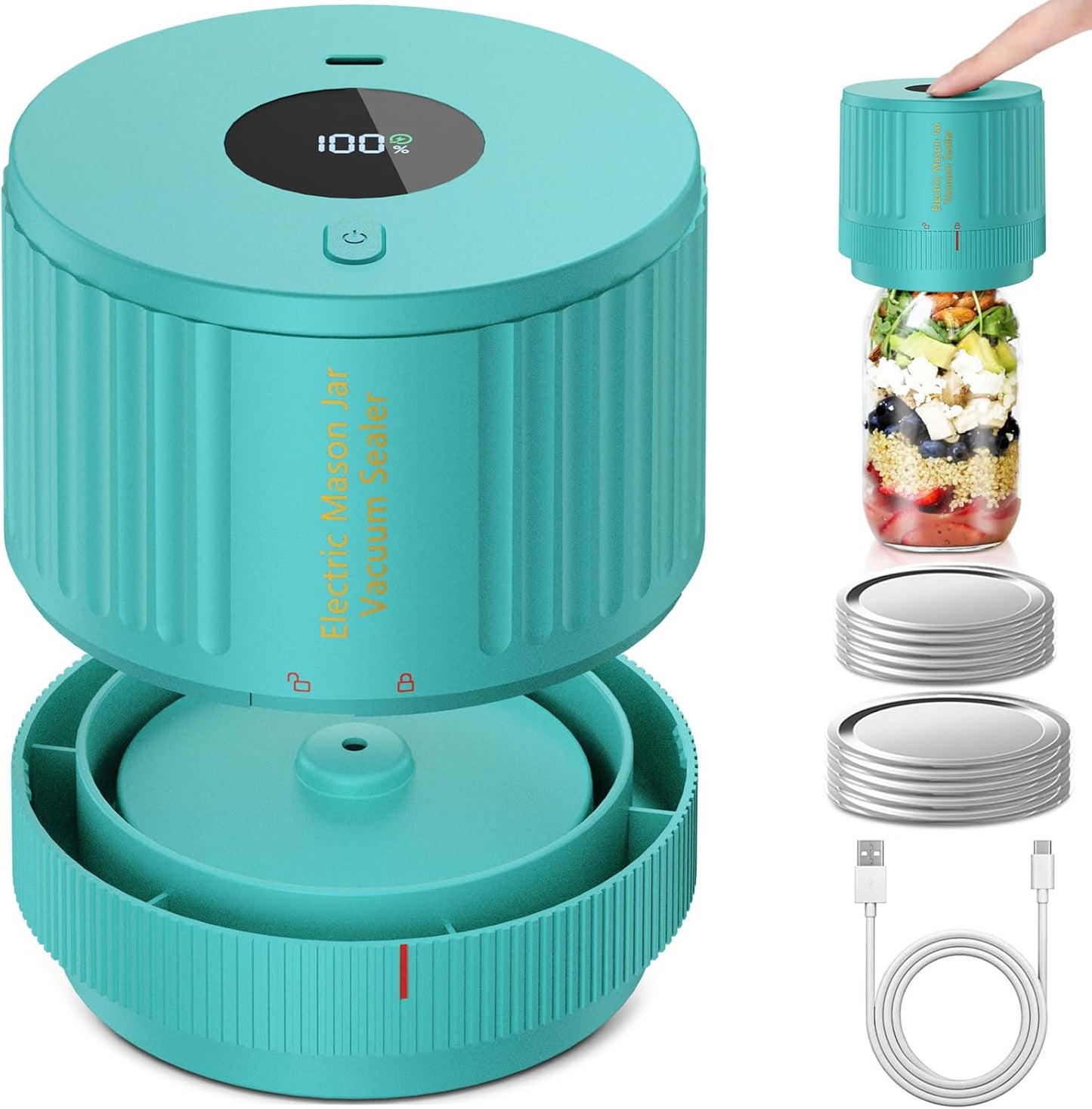 Vivolux | Elektrisches Mason Jar Vakuumierer Set - Bewahre Frische Schnell!