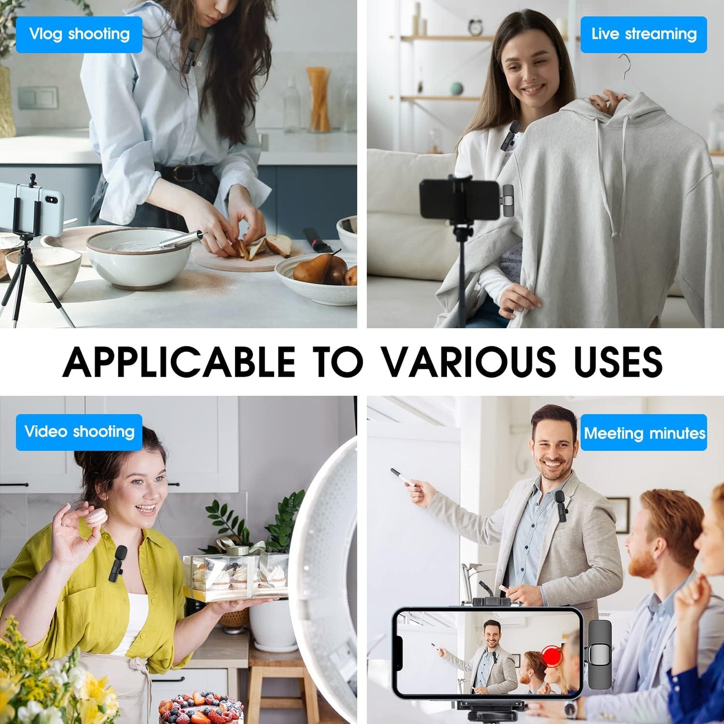 Vivolux | 2-Pack kabelloses Mikrofon für iPhone iPad