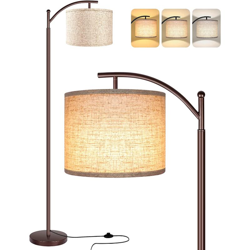 Vivolux | Stehlampe mit 3 Farbtemperaturen LED-Glühbirne, Stehlampe hohe industrielle Stehlampe Lesen für Schlafzimmer, Büro, weiße Lampenschirm enthalten