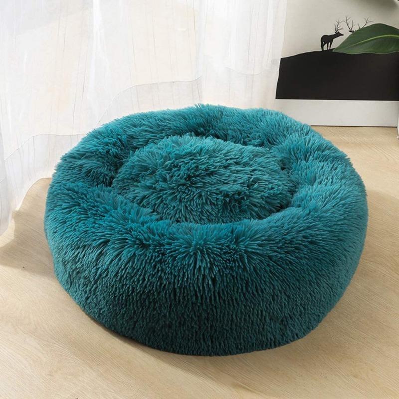 Vivolux | PawNest Beruhigendes Donut-Katzenbett | Rundes Plüsch Nest | Stresslindernd & Gemütlich | Perfekt für Katzen & kleine Hunde