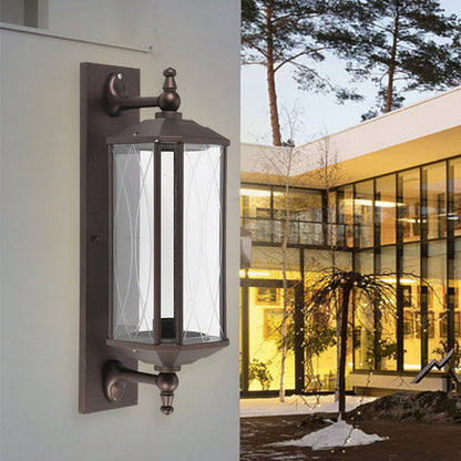 Vivolux | 1 Glühbirne Rechteck Wandleuchte Bauernhaus Dunkelkaffee Klarglas Wandmontagelampe für Tor