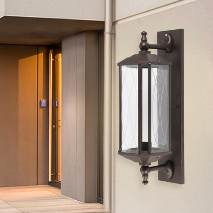 Vivolux | 1 Glühbirne Rechteck Wandleuchte Bauernhaus Dunkelkaffee Klarglas Wandmontagelampe für Tor