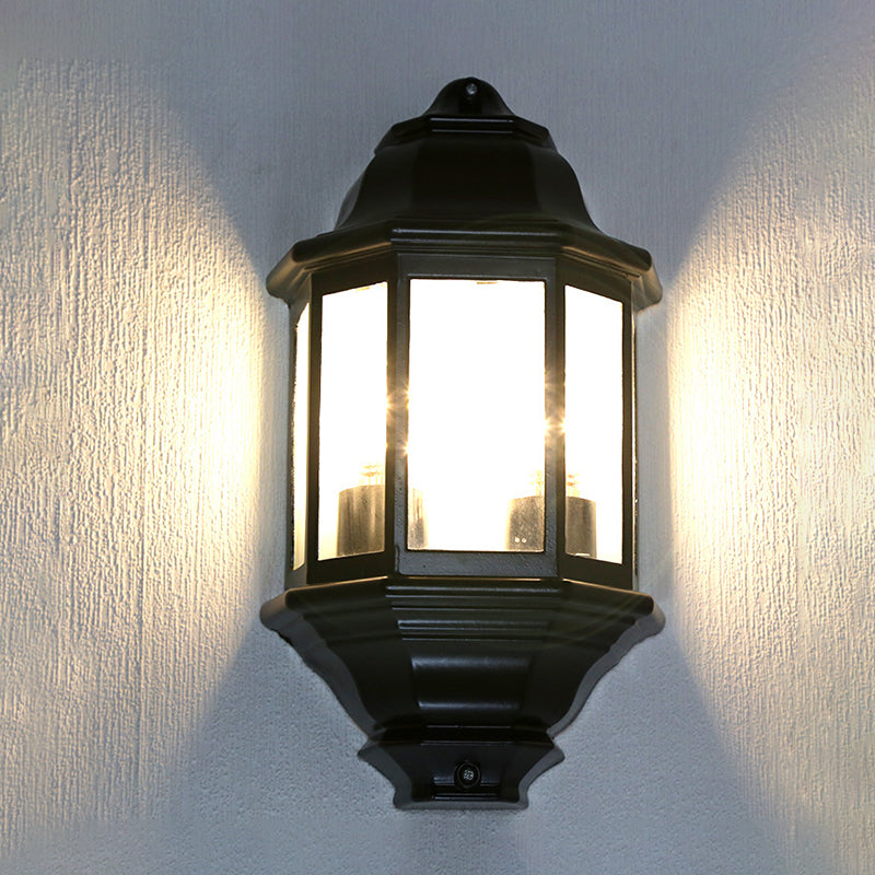 Vivolux | Zwart/Wit Geometrische Wandverlichting Lodges Helder Glas 2-Lamp Hoek Buiten Muur Sconces