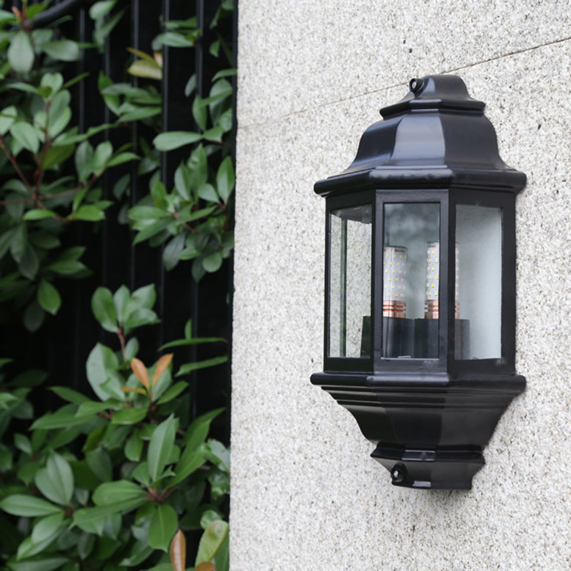 Vivolux | Zwart/Wit Geometrische Wandverlichting Lodges Helder Glas 2-Lamp Hoek Buiten Muur Sconces