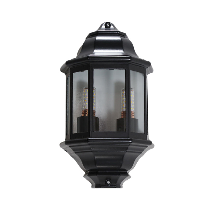 Vivolux | Zwart/Wit Geometrische Wandverlichting Lodges Helder Glas 2-Lamp Hoek Buiten Muur Sconces
