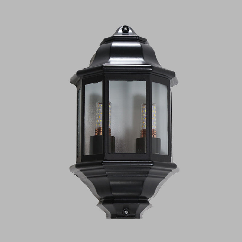 Vivolux | Zwart/Wit Geometrische Wandverlichting Lodges Helder Glas 2-Lamp Hoek Buiten Muur Sconces