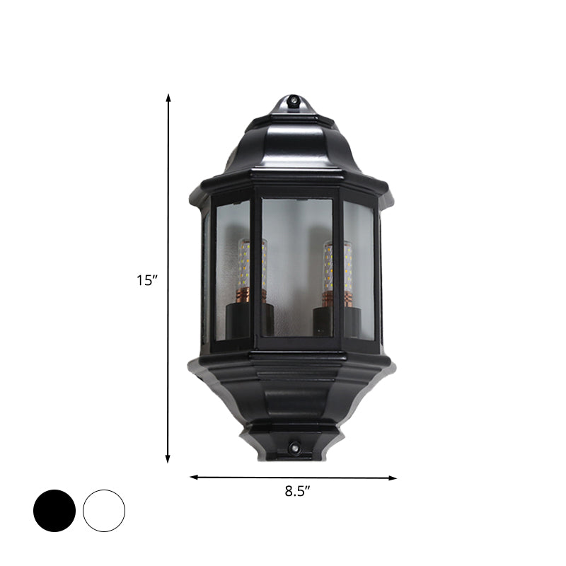Vivolux | Zwart/Wit Geometrische Wandverlichting Lodges Helder Glas 2-Lamp Hoek Buiten Muur Sconces