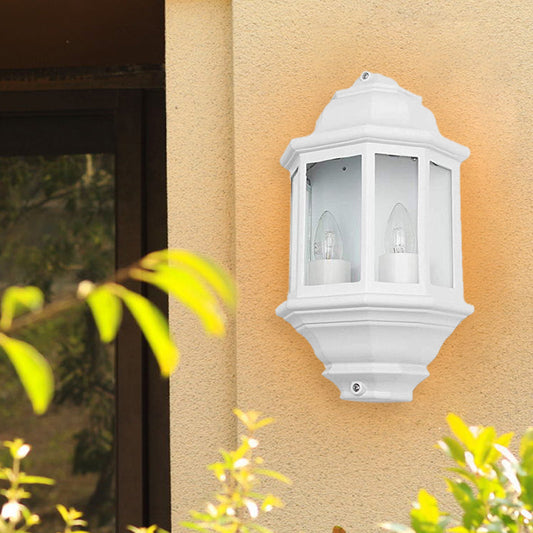 Vivolux | Zwart/Wit Geometrische Wandverlichting Lodges Helder Glas 2-Lamp Hoek Buiten Muur Sconces
