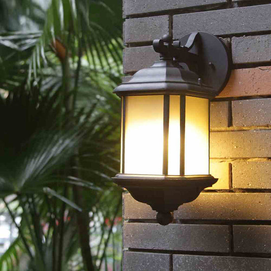 Vivolux | Cuboid Tan Glas Wand Sconces Beleuchtung Land 1-Kopf Ecke Wandmontage Lampe in Schwarz mit abnehmbarem Boden