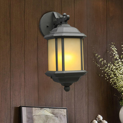 Vivolux | Cuboid Tan Glas Wand Sconces Beleuchtung Land 1-Kopf Ecke Wandmontage Lampe in Schwarz mit abnehmbarem Boden