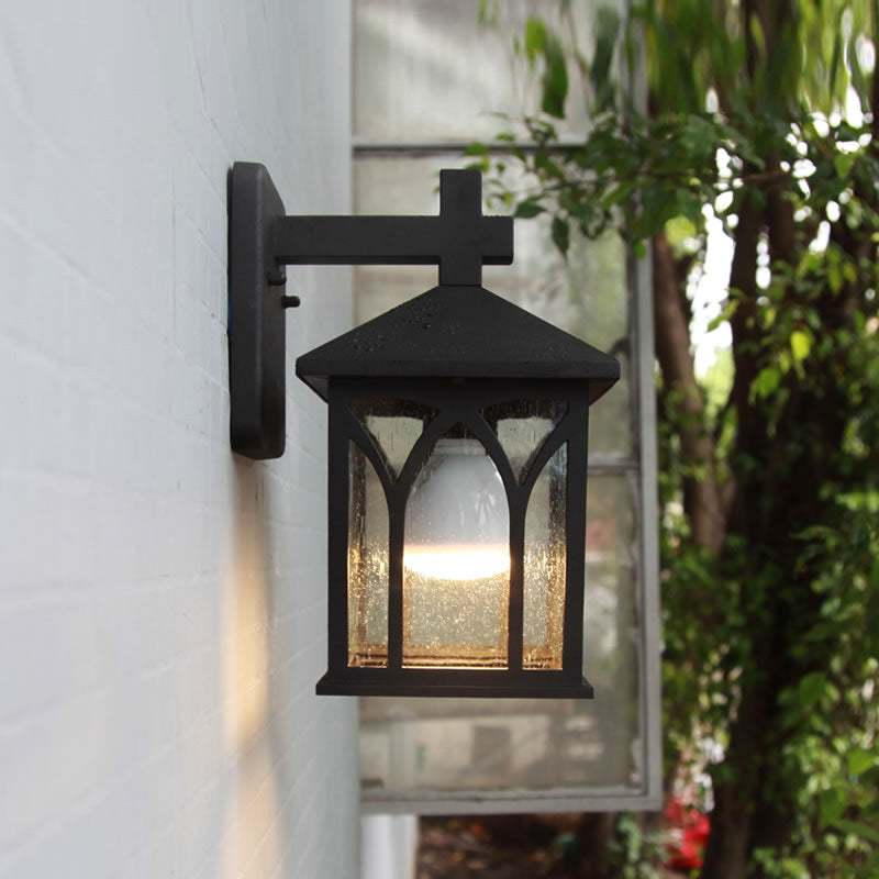 Vivolux | Farmhouse Cuboid Wandlamp 1 Bulb Helder Glas Wandlamp Sconces in Zwart met Open Onderkant