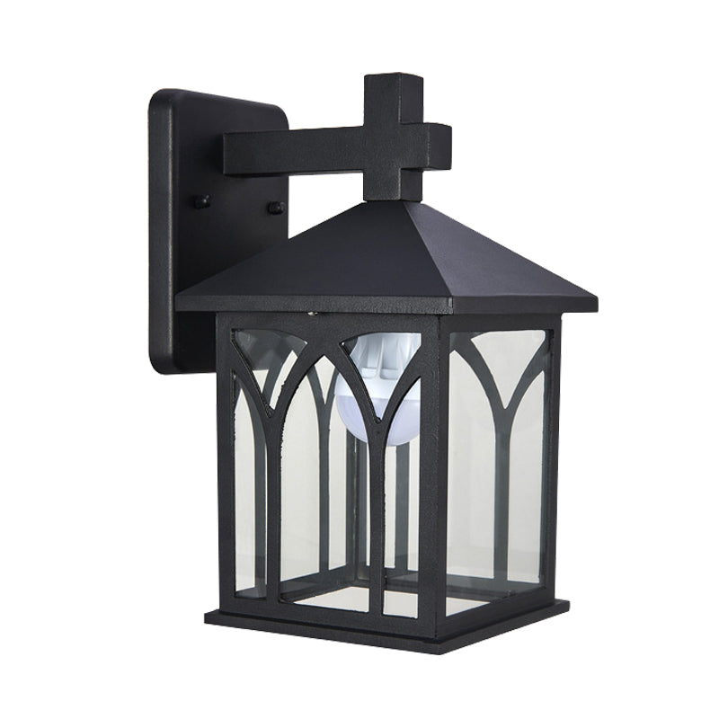 Vivolux | Farmhouse Cuboid Wandlamp 1 Bulb Helder Glas Wandlamp Sconces in Zwart met Open Onderkant