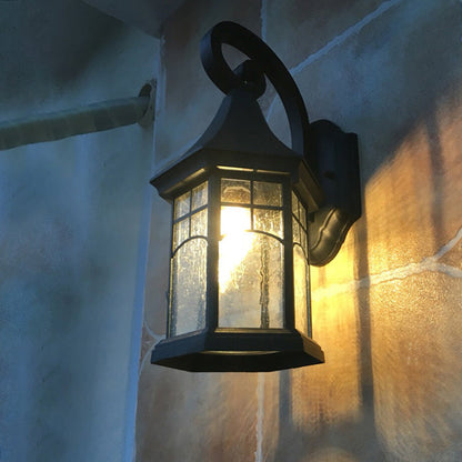 Vivolux | Gesprenkelte Glas Pavillon Wandleuchte Bauernhaus 1 Licht Außen Wandmontage Lampe in Schwarz/Bronze mit Offenes Boden Design