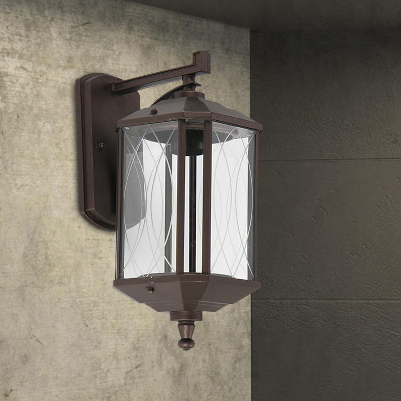 Vivolux | 1-Head Cuboid Wandmontage Verlichting Lodges Donker Koffie Helder Gestructureerd Glas Wandlamp