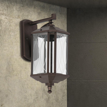 Vivolux | 1-Head Cuboid Wandmontage Verlichting Lodges Donker Koffie Helder Gestructureerd Glas Wandlamp