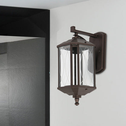 Vivolux | 1-Head Cuboid Wandmontage Verlichting Lodges Donker Koffie Helder Gestructureerd Glas Wandlamp