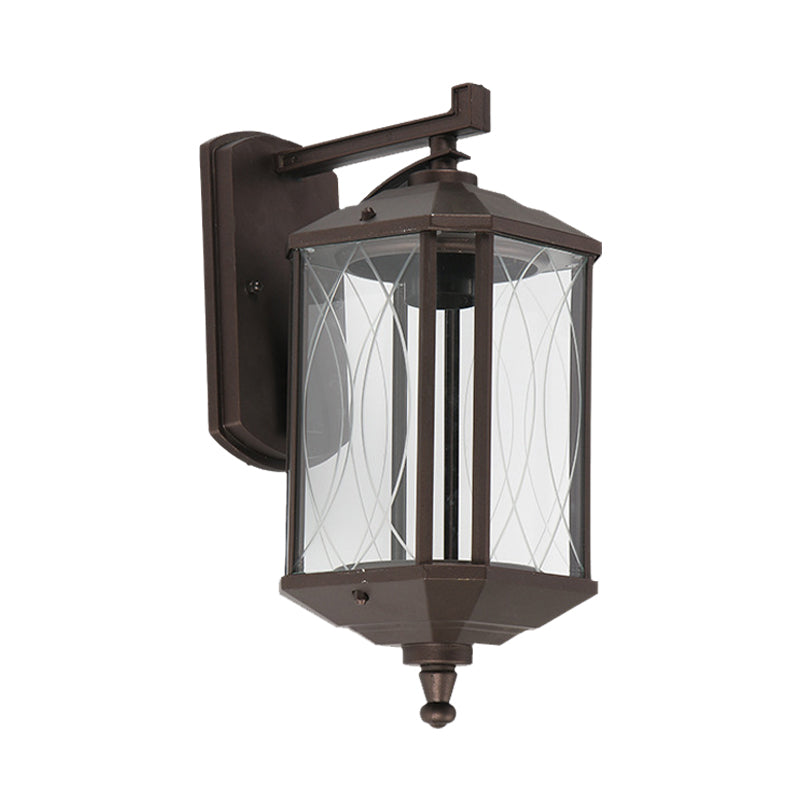 Vivolux | 1-Head Cuboid Wandmontage Verlichting Lodges Donker Koffie Helder Gestructureerd Glas Wandlamp