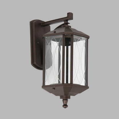 Vivolux | 1-Head Cuboid Wandmontage Verlichting Lodges Donker Koffie Helder Gestructureerd Glas Wandlamp