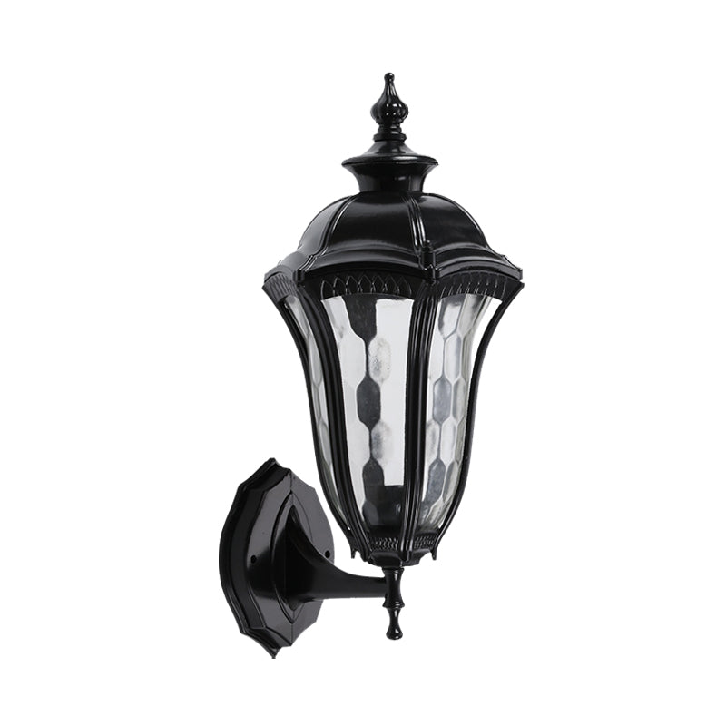 Vivolux | Urn Buiten Wandlamp Verlichting Rustiek Helder Dimpled Glas 1 Peertje Zwarte Wandlamp Fixture