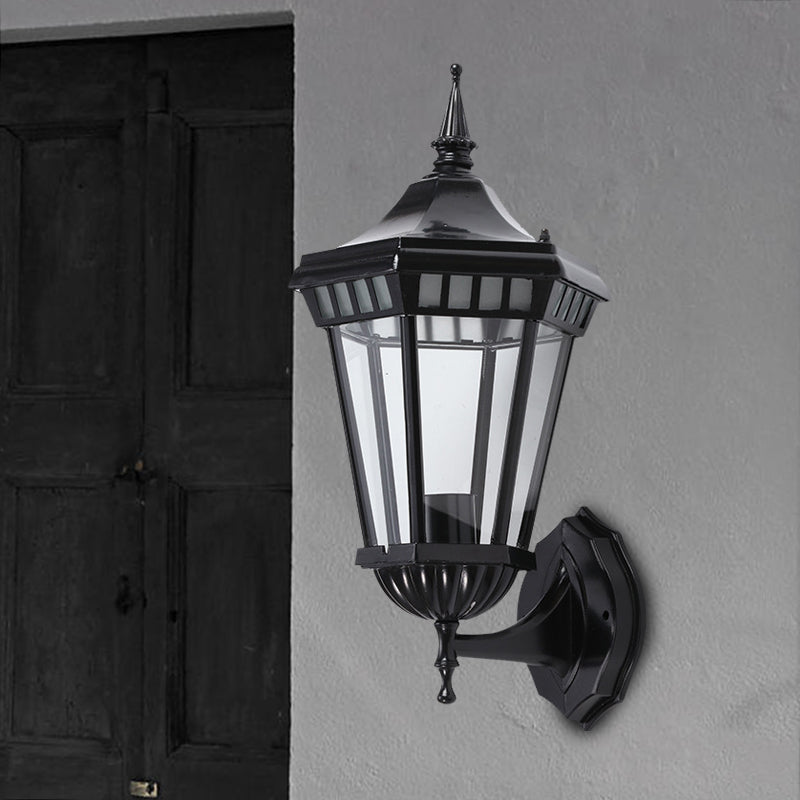 Vivolux | Zwarte 1-Lichts Wandlamp Rustiek Helder Glas Pavilion Wandmontage Lamp voor Binnenplaats