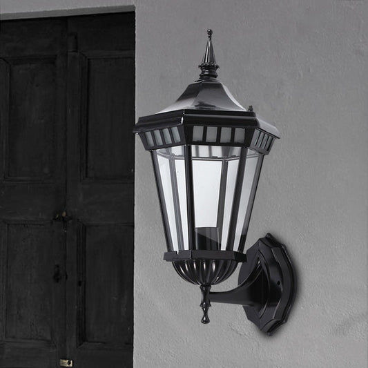 Vivolux | Zwarte 1-Lichts Wandlamp Rustiek Helder Glas Pavilion Wandmontage Lamp voor Binnenplaats