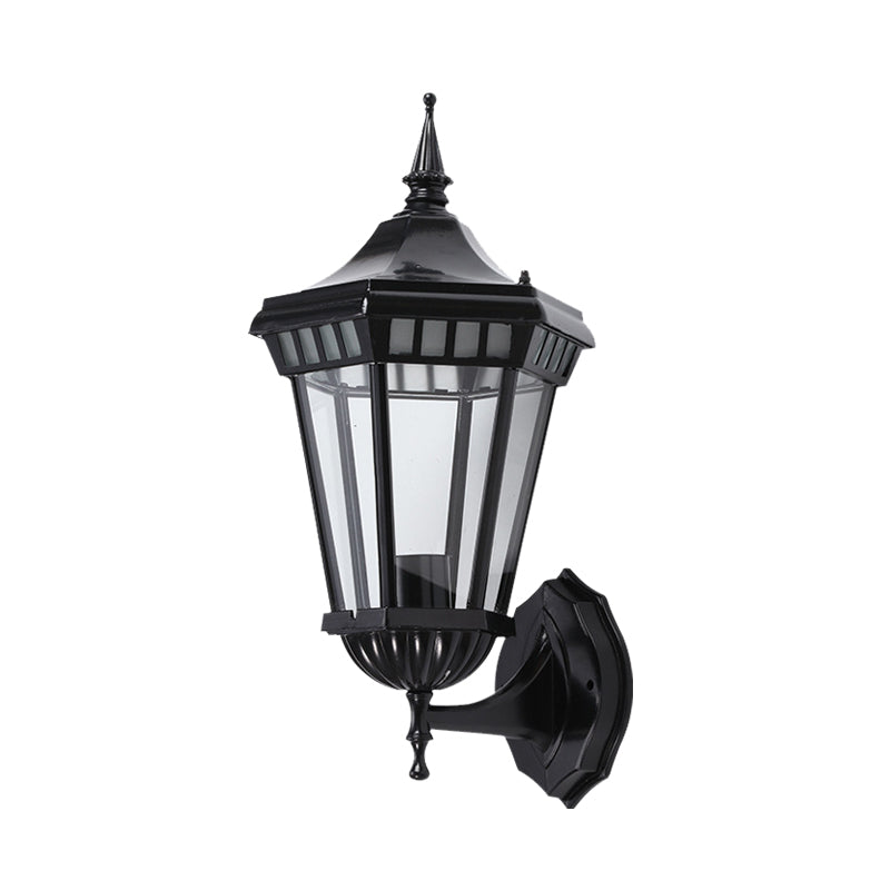 Vivolux | Zwarte 1-Lichts Wandlamp Rustiek Helder Glas Pavilion Wandmontage Lamp voor Binnenplaats
