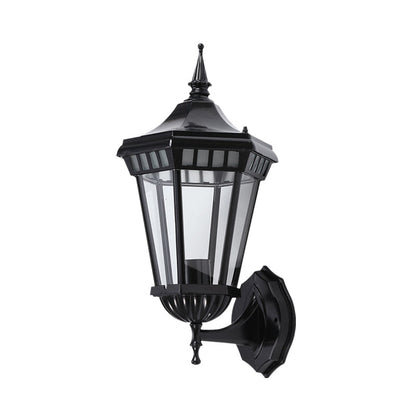 Vivolux | Zwarte 1-Lichts Wandlamp Rustiek Helder Glas Pavilion Wandmontage Lamp voor Binnenplaats