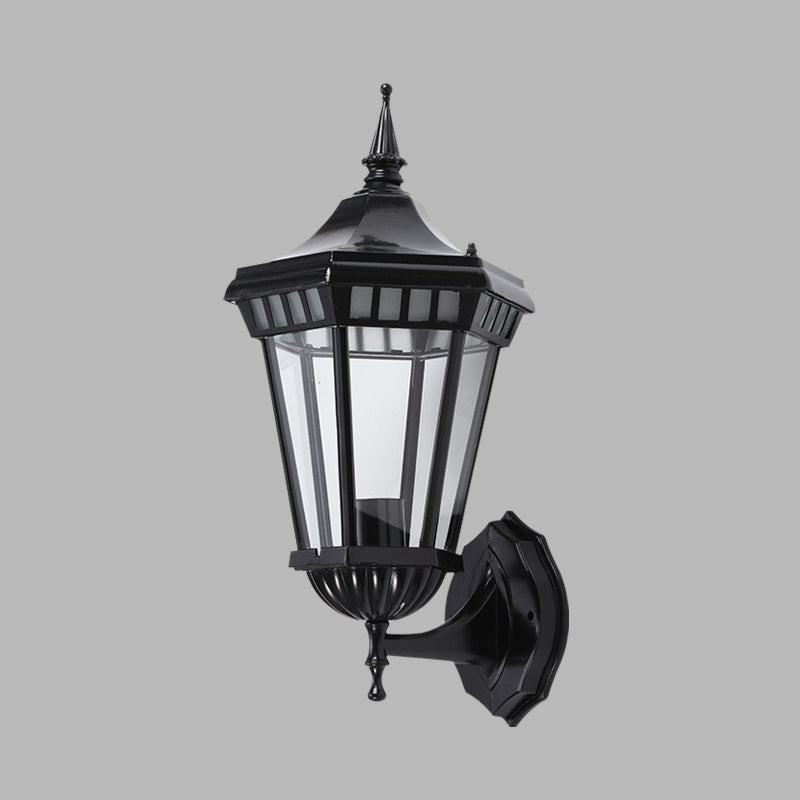 Vivolux | Zwarte 1-Lichts Wandlamp Rustiek Helder Glas Pavilion Wandmontage Lamp voor Binnenplaats