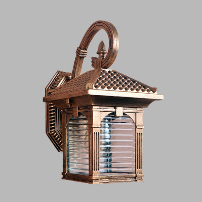 Vivolux | Arch Courtyard Wandlamp Fixture Boerderij Helder Ribbed Glas 1 Licht Messing Afwerking Wandmontage Lamp