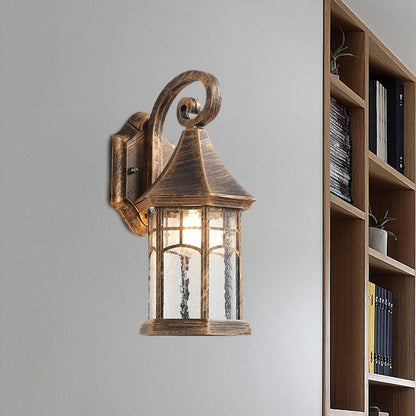 Vivolux | 1-Birne Klar Wasser Glas Wandlampe Bauernhaus Schwarz/Bronze Pavilion Innenhof Wandmontierte Leuchte