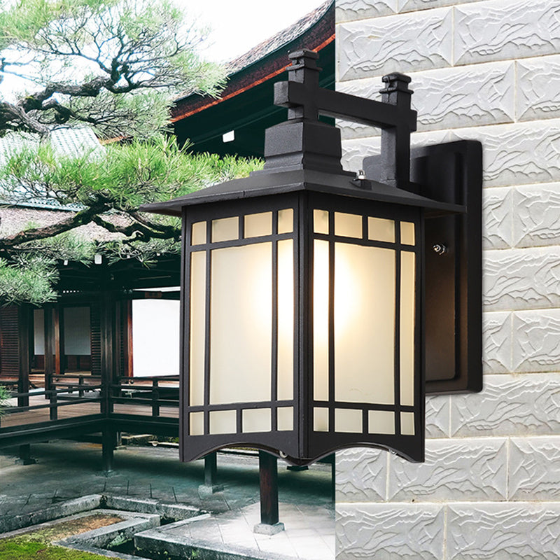 Vivolux | 1 Licht Pavillon Wandlamp Boerderij Zwart/Brass Afwerking Aluminium Wandmontage Lamp met Frosted Glas Shade