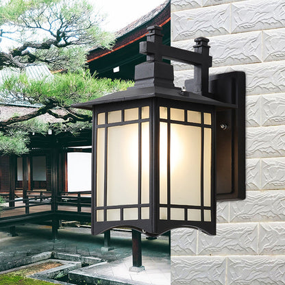 Vivolux | 1 Licht Pavillon Wandlamp Boerderij Zwart/Brass Afwerking Aluminium Wandmontage Lamp met Frosted Glas Shade