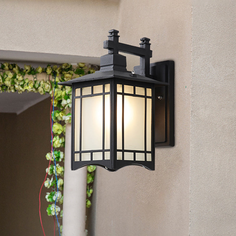 Vivolux | 1 Licht Pavillon Wandlamp Boerderij Zwart/Brass Afwerking Aluminium Wandmontage Lamp met Frosted Glas Shade