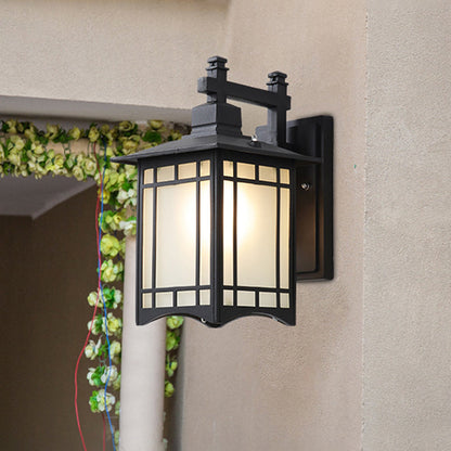 Vivolux | 1 Licht Pavillon Wandlamp Boerderij Zwart/Brass Afwerking Aluminium Wandmontage Lamp met Frosted Glas Shade