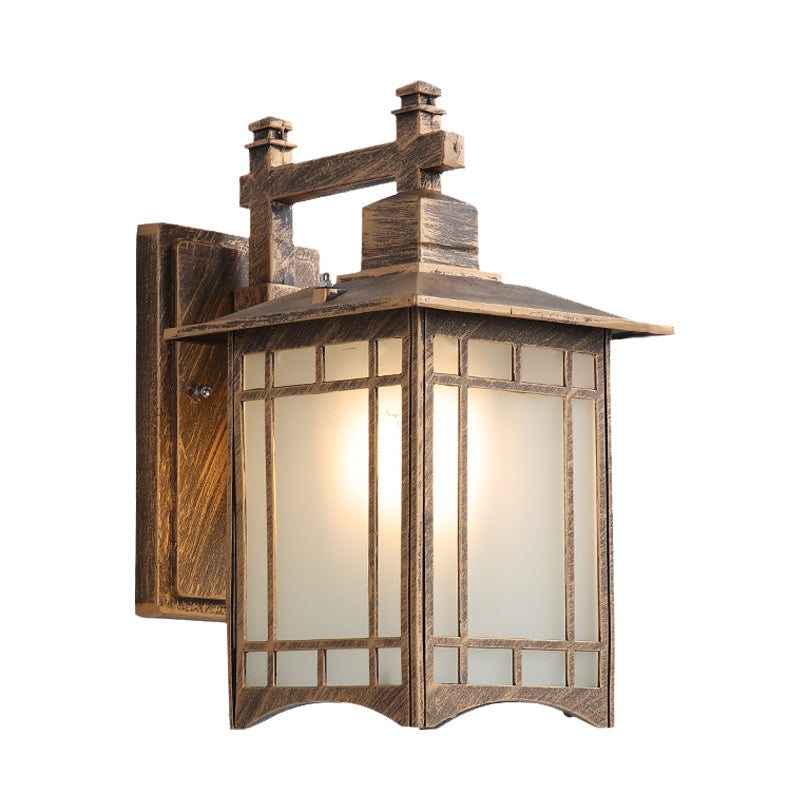 Vivolux | 1 Licht Pavillon Wandlamp Boerderij Zwart/Brass Afwerking Aluminium Wandmontage Lamp met Frosted Glas Shade