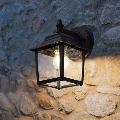 Vivolux | Klar Glas Schwarze Wandleuchte Cube 1 Licht Bauernhaus Wandmontierte Lampe für Tor