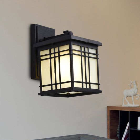 Vivolux | 1 Glühbirne Offene Unterseite Wandlampe Rustikal Schwarz Aluminium Wandmontage Licht mit Opalglas Schirm