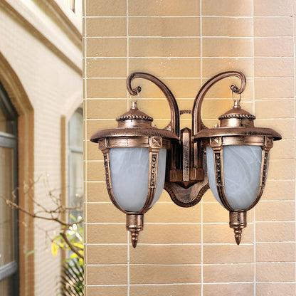 Vivolux | 2 Köpfe Eichel Wandleuchte Landrost Aluminium Wandmontage Lampe mit Gecracktem Glas-Schirm