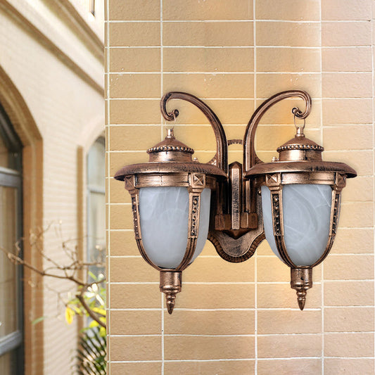 Vivolux | 2 Köpfe Eichel Wandleuchte Landrost Aluminium Wandmontage Lampe mit Gecracktem Glas-Schirm