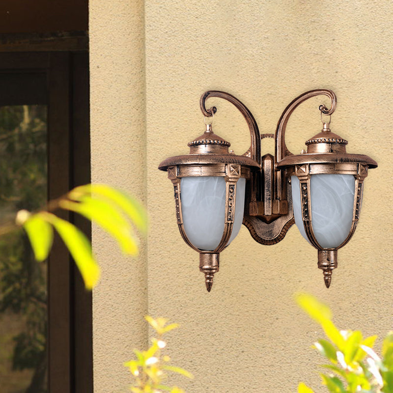 Vivolux | 2 Köpfe Eichel Wandleuchte Landrost Aluminium Wandmontage Lampe mit Gecracktem Glas-Schirm