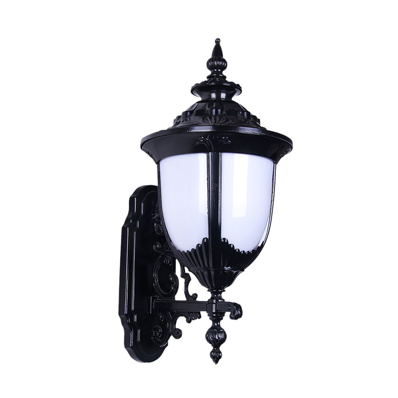 Vivolux | Farmhouse Urn Wandmontageverlichting 1 Bulb Melk Plastic Wandlamp Sconces in Zwart voor Binnenplaats