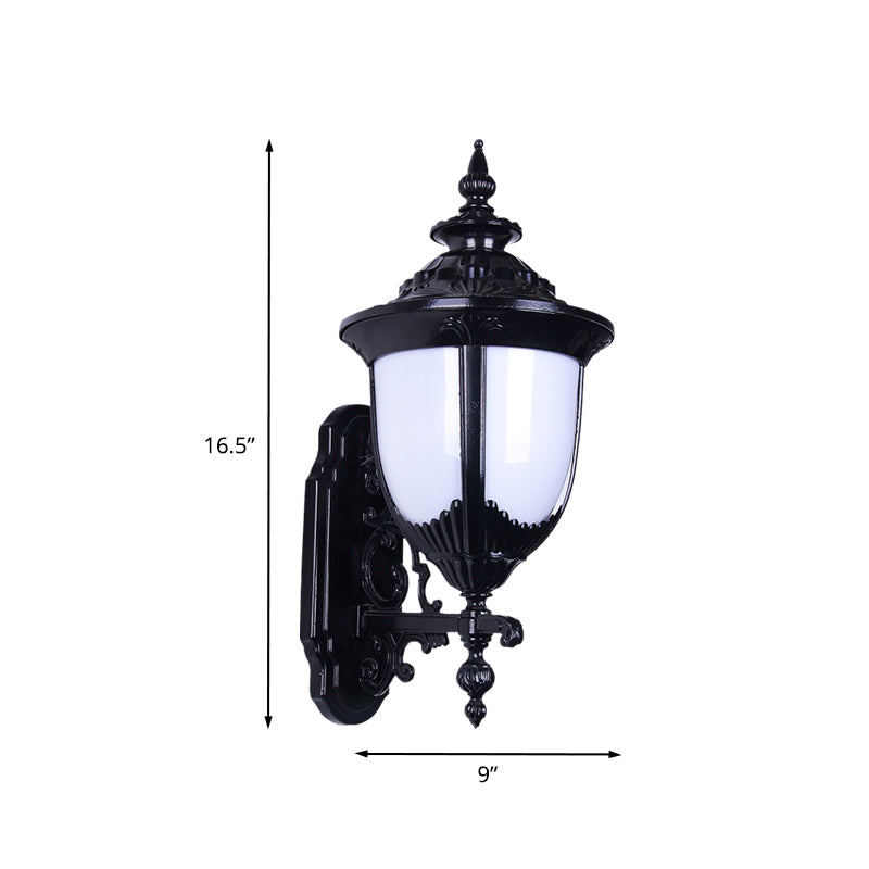 Vivolux | Farmhouse Urn Wandmontageverlichting 1 Bulb Melk Plastic Wandlamp Sconces in Zwart voor Binnenplaats