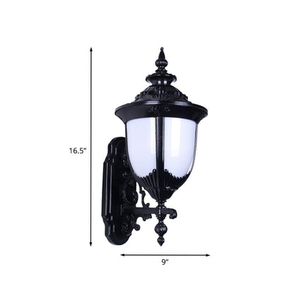 Vivolux | Farmhouse Urn Wandmontageverlichting 1 Bulb Melk Plastic Wandlamp Sconces in Zwart voor Binnenplaats