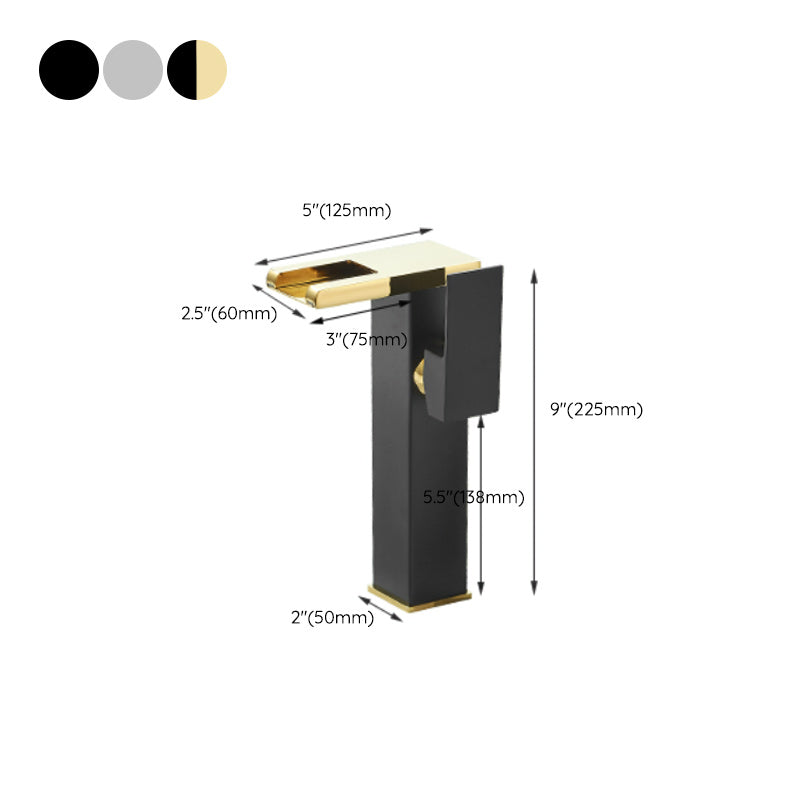 Vivolux | Moderner Wasserfallauslauf Waschbeckenarmatur mit LED Messing Waschbeckenarmatur
