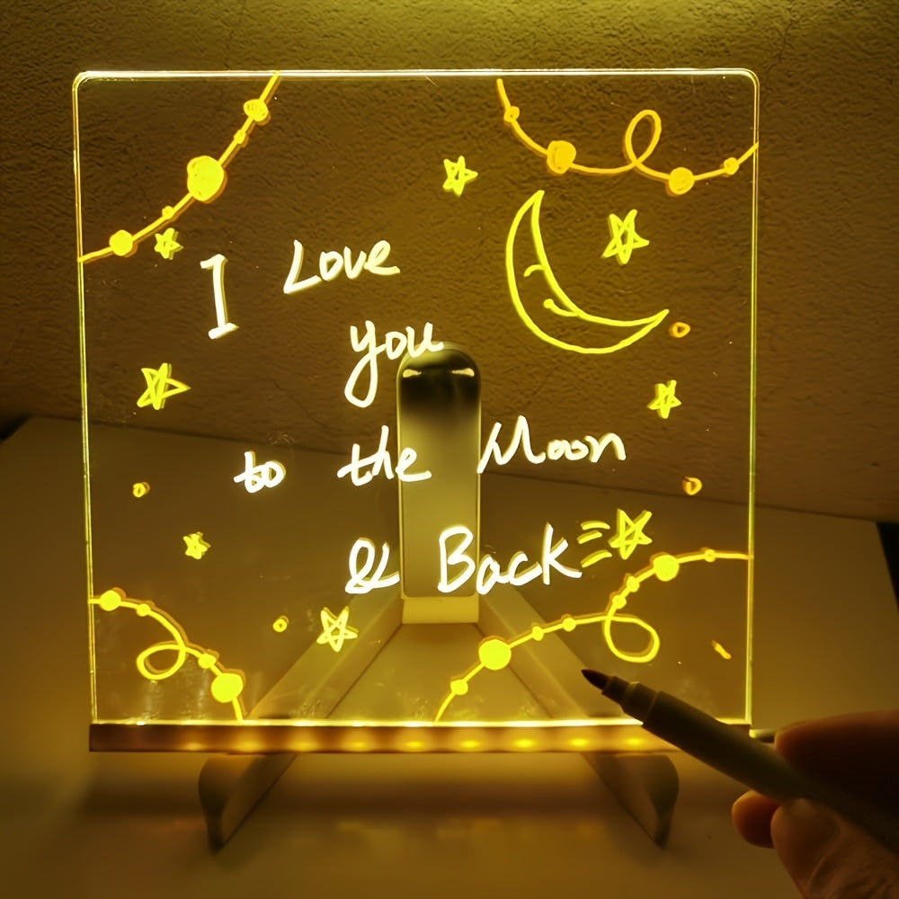 Vivolux | USB LED Notizboard mit 12 Farbstiften - Leuchtende Nachrichtenboard für Büro & Zuhause