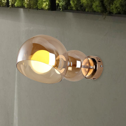 Vivolux | 1 Kopf Schlafzimmer Wandlampe Postmoderne Messing Wandbeleuchtung mit Kuppel Klar/Amber Glas Schirm