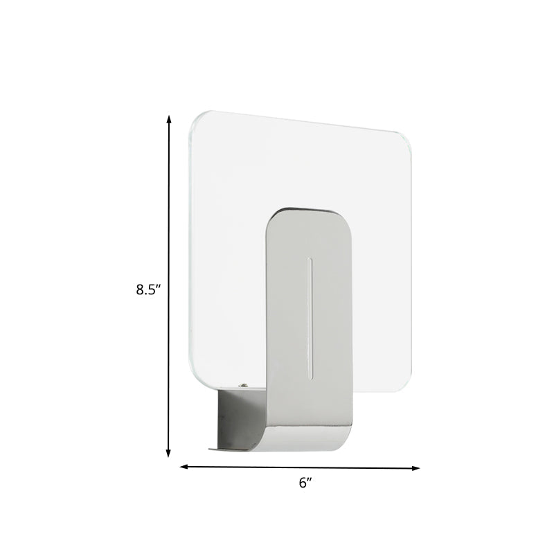 Vivolux | 1 Kopf Badezimmer Wandleuchte Modern Silber Finish Wandmontierte Lampe mit quadratischem Paneel Klarglas-Schirm