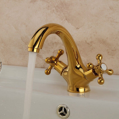 Vivolux | Industrieller Weitverbreiteter Badezimmer 2 Wasserhahn Kreuzgriffe Waschbecken Wasserhahn