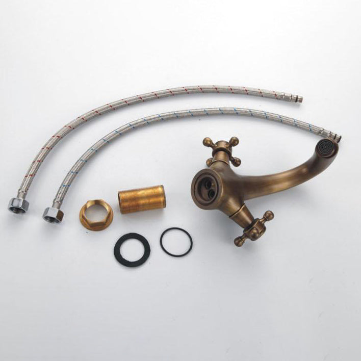 Vivolux | Industrieller Weitverbreiteter Badezimmer 2 Wasserhahn Kreuzgriffe Waschbecken Wasserhahn