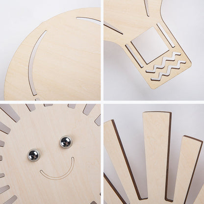 Vivolux | Schöne beige Wandlampe mit Cartoon-Muster, Holz-LED-Wandlampe für Wohnzimmer und Kinderzimmer